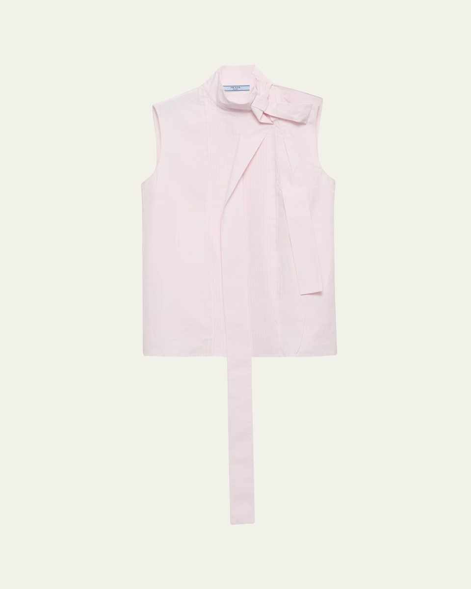 Popeline Neck Tie Top